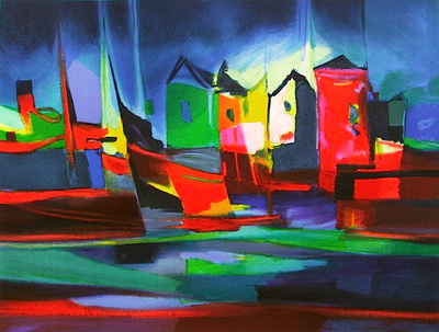Bateaux Dans Le Port by Marcel Mouly Pricing Limited Edition Print image