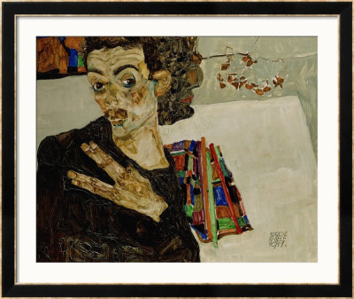 Self-Portrait With Spread Fingers, 1911 by Egon Schiele Pricing Limited Edition Print image