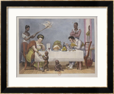 The Dinner, A White Couple Being Served And Fanned By Black Slaves by Jean Baptiste Debret Pricing Limited Edition Print image