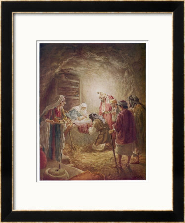 The Shepherds Come To See Mary Joseph And Their Baby Jesus by William Hole Pricing Limited Edition Print image