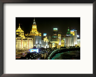 View Of The Bund Area Illuminated At Night, Shanghai, China by Walter Bibikow Pricing Limited Edition Print image