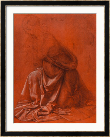 Study For The Folds Of A Garment Of A Female Figure Silverpoint Drawing by Leonardo Da Vinci Pricing Limited Edition Print image