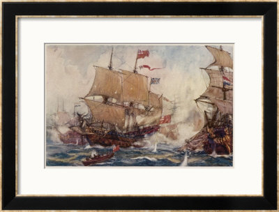 Naval Combats Of The 17 And 18Th Centuries Involve Numbers Of Ships by Norman Wilkinson Pricing Limited Edition Print image