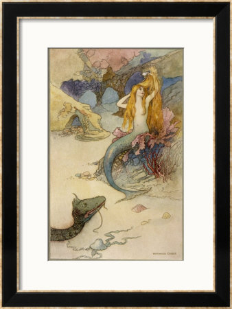 Mermaid Combing Her Hair by Warwick Goble Pricing Limited Edition Print image