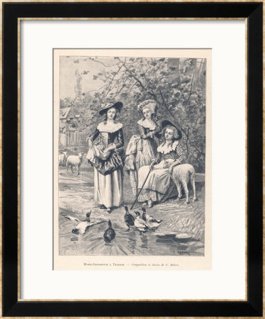 Marie Antoinette Depicted At The Petit Trianon Versailles Playing At Being A Shepherdess by C. Delort Pricing Limited Edition Print image