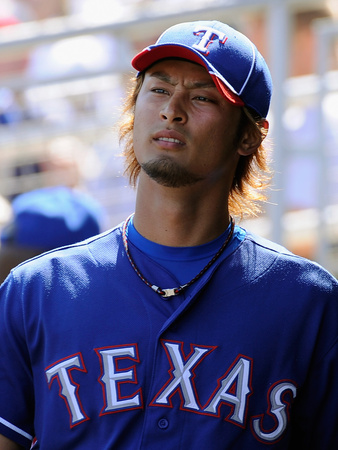 Goodyear, Az - March 13: Texas Rangers V Cleveland Indians - Yu Darvish by Kevork Djansezian Pricing Limited Edition Print image