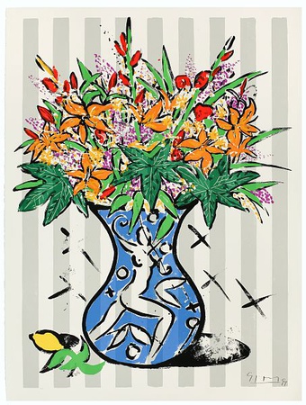 Flowers On Stripes, C.1999 by Stefan Szczesny Pricing Limited Edition Print image