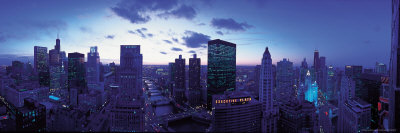 Skyline Of Chicago, Illinois At Night by Mark Segal Pricing Limited Edition Print image