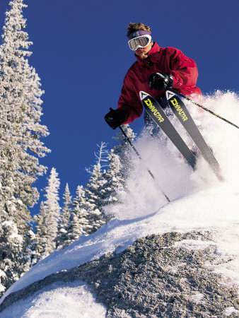 Skiing Over Rock, Crested Butte, Co by Paul Gallaher Pricing Limited Edition Print image