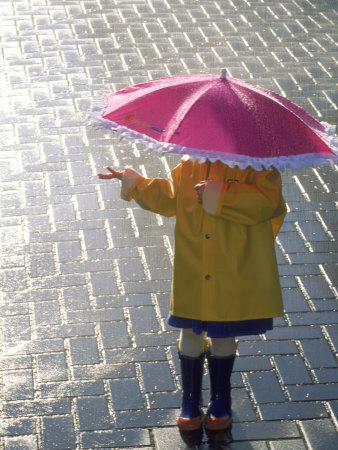 Girl With Umbrella Walking In The Rain by Tim Heneghan Pricing Limited Edition Print image