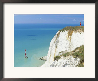 Beachy Head And Lighthouse On Chalk Cliffs, East Sussex, England, Uk, Europe by John Miller Pricing Limited Edition Print image