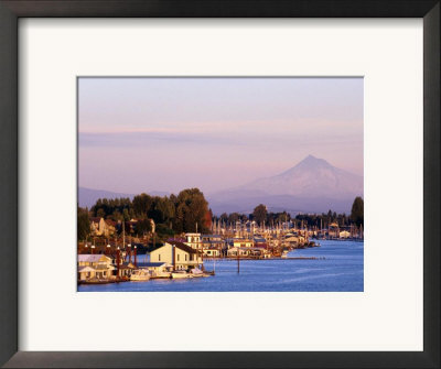 Harbor On The Columbia River With Mt. Hood In Distance, Portland, Usa by Ryan Fox Pricing Limited Edition Print image