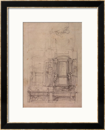 W.26R Design For The Medici Chapel In The Church Of San Lorenzo, Florence (Charcoal) by Michelangelo Buonarroti Pricing Limited Edition Print image