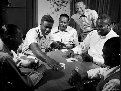 Baseball Great Jackie Robinson Playing Cards With Old Friends At His Brother In Law's House by J. R. Eyerman Pricing Limited Edition Print image