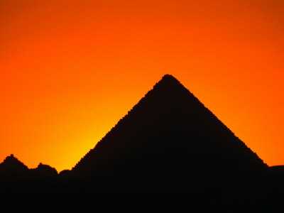 Pyramids Of Giza Silhouetted At Sunset,Cairo, Egypt by Lee Foster Pricing Limited Edition Print image