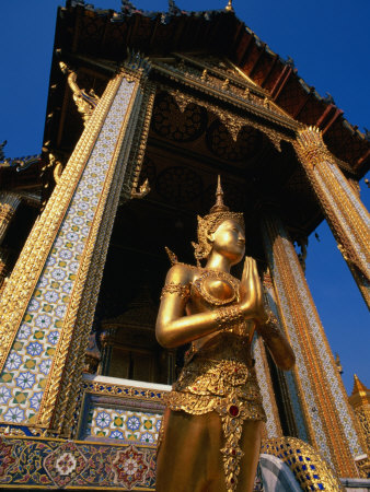Golden Statue In Grounds Of Grand Palace, Bangkok, Thailand by Chris Mellor Pricing Limited Edition Print image