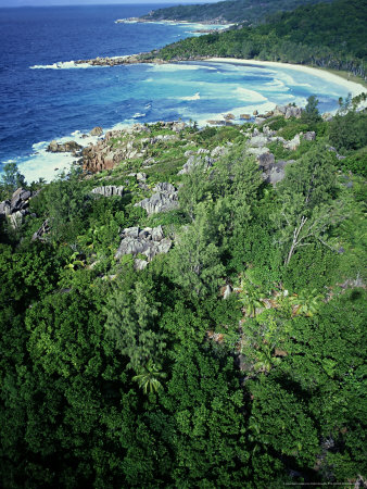 Aerial Over La Digue, Seychelles by Oxford Scientific Pricing Limited Edition Print image