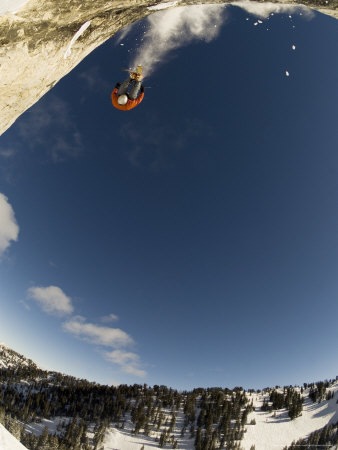 Skier Going Big At Honeycomb Canyon, Wasatch Mountains, Usa by Mike Tittel Pricing Limited Edition Print image