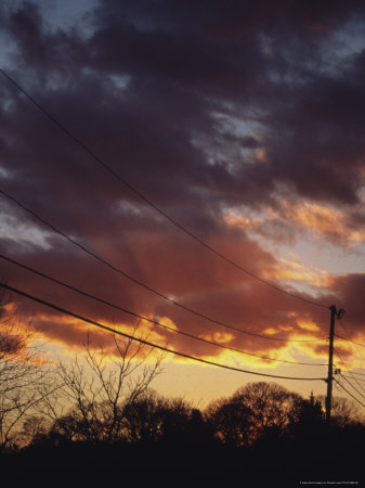 Sunset And Phone Line, Long Island, Ny by Ronald Lewis Pricing Limited Edition Print image