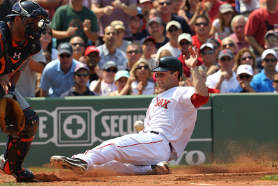 Boston, Ma - May 28: Daniel Nava And Gerald Laird by Jim Rogash Pricing Limited Edition Print image