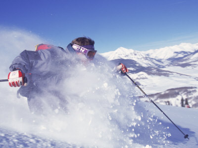 Skier Kicking Up Snow, Crested Butte, Co by Paul Gallaher Pricing Limited Edition Print image