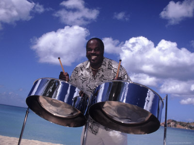 Steel Drum Player On Beach by Bob Coates Pricing Limited Edition Print image