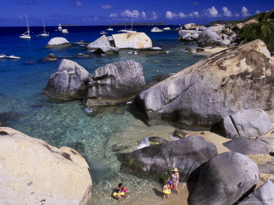 Beach And Visitors, The Baths, Virgin Gorda by Walter Bibikow Pricing Limited Edition Print image