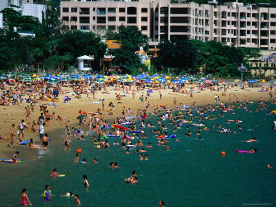 Crowds On Beach In June, Repulse Bay, China by Chris Mellor Pricing Limited Edition Print image