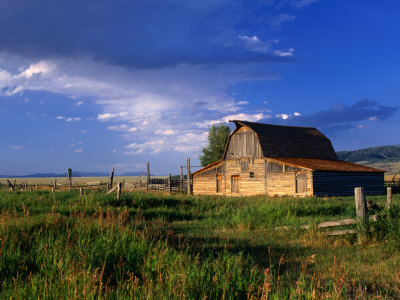 Old Barn On Mormon Row Surrounded By Fields, Grand Teton National Park, Usa by Brent Winebrenner Pricing Limited Edition Print image