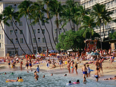 Crowd On Waikiki Beach, Honolulu, United States Of America by Chris Mellor Pricing Limited Edition Print image