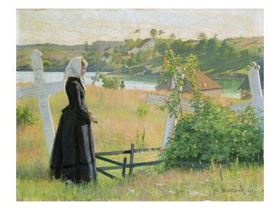 In The Graveyard, 1889 (Oil On Canvas) by Jacob Bratland Pricing Limited Edition Print image