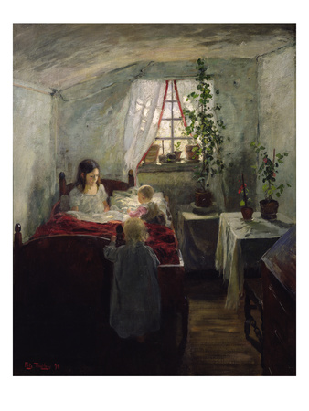 Interior With Children, 1890 (Oil On Canvas) by Fritz Thaulow Pricing Limited Edition Print image