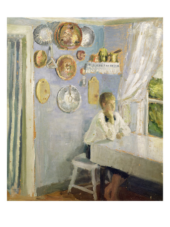 Harald At The Breakfast Table, C.1900 (Oil On Panel) by Fritz Thaulow Pricing Limited Edition Print image