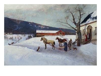 Sledge Ride From Farm Yard (Oil On Canvas) by Axel Hjalmar Ender Pricing Limited Edition Print image