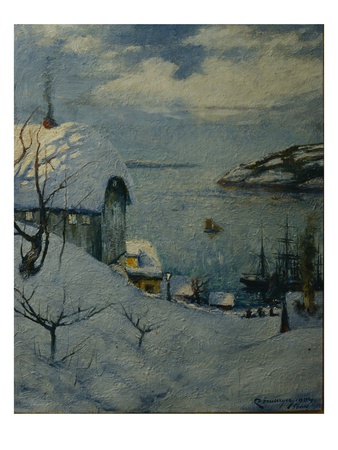 A Harbour In Soon, 1904 (Oil On Canvas) by Karl Doernberger Pricing Limited Edition Print image