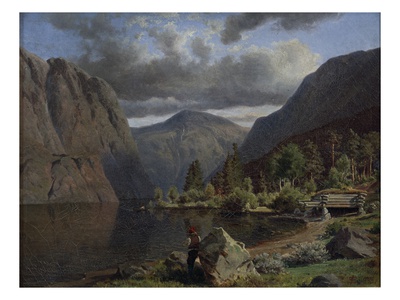Man In Fjord Landscape, 1848 (Oil On Canvas) by Johan Fredrik Eckersberg Pricing Limited Edition Print image