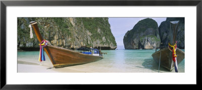Longtail Boats Moored On The Beach, Mahya Beach, Ko Phi Phi Lee, Phi Phi Islands, Thailand by Panoramic Images Pricing Limited Edition Print image
