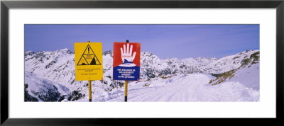 Avalanche Warning Signs On A Ski Slope, Rendl, St. Anton, Austria by Panoramic Images Pricing Limited Edition Print image