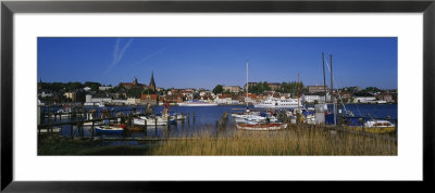 Boats Docked At The Harbor, Flensburg Harbor, Munsterland, Germany by Panoramic Images Pricing Limited Edition Print image