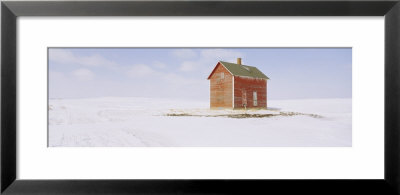 Barn On A Snow-Covered Landscape, Minnesota, Usa by Panoramic Images Pricing Limited Edition Print image