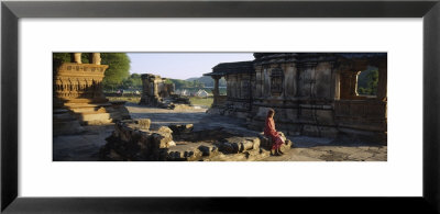Portrait Of A Woman Sitting In A Temple, Erklinji Temple, Rajasthan, India by Panoramic Images Pricing Limited Edition Print image