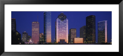 Skyscrapers Lit Up At Night, Houston, Texas, Usa by Panoramic Images Pricing Limited Edition Print image
