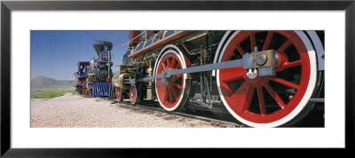 Train Engine On A Railroad Track, Golden Spike National Historic Site, Utah, Usa by Panoramic Images Pricing Limited Edition Print image