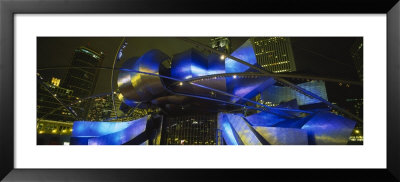 Pavilion In A Park Lit Up At Night, Pritzker Pavilion, Millennium Park, Chicago, Illinois, Usa by Panoramic Images Pricing Limited Edition Print image