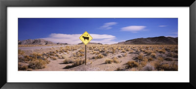 Animal Crossing Sign At A Road Side In The Desert, Californian Sierra Nevada, California, Usa by Panoramic Images Pricing Limited Edition Print image