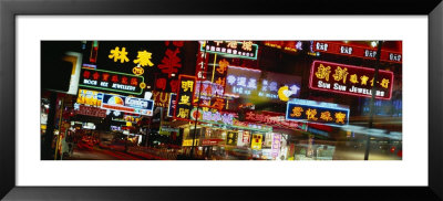 Neon Signs At Night, Nathan Road, Hong Kong, China by Panoramic Images Pricing Limited Edition Print image