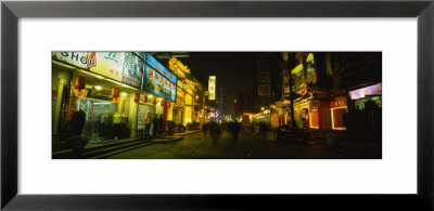 Stores Lit Up At Night, Beijing, China by Panoramic Images Pricing Limited Edition Print image