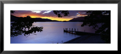 Silhouette Of A Jetty At Dusk, Ashness Gate Jetty, Lake District, England, United Kingdom by Panoramic Images Pricing Limited Edition Print image