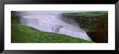 Tourists Standing Near The Waterfall, Gullfoss, Iceland by Panoramic Images Pricing Limited Edition Print image