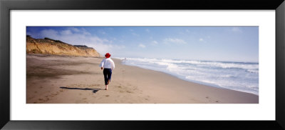 Woman Jogging On Beach, California, Usa by Panoramic Images Pricing Limited Edition Print image